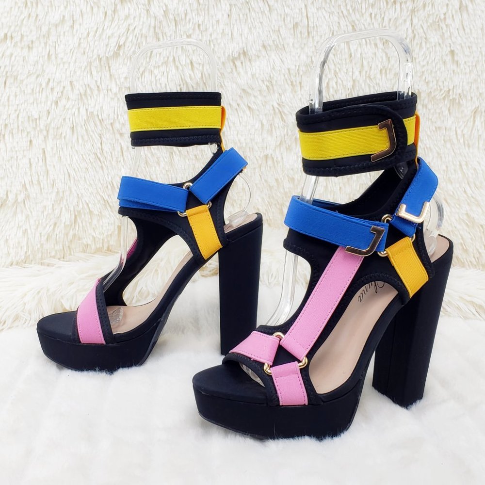 Chunky high heel harness shoe block multi_5